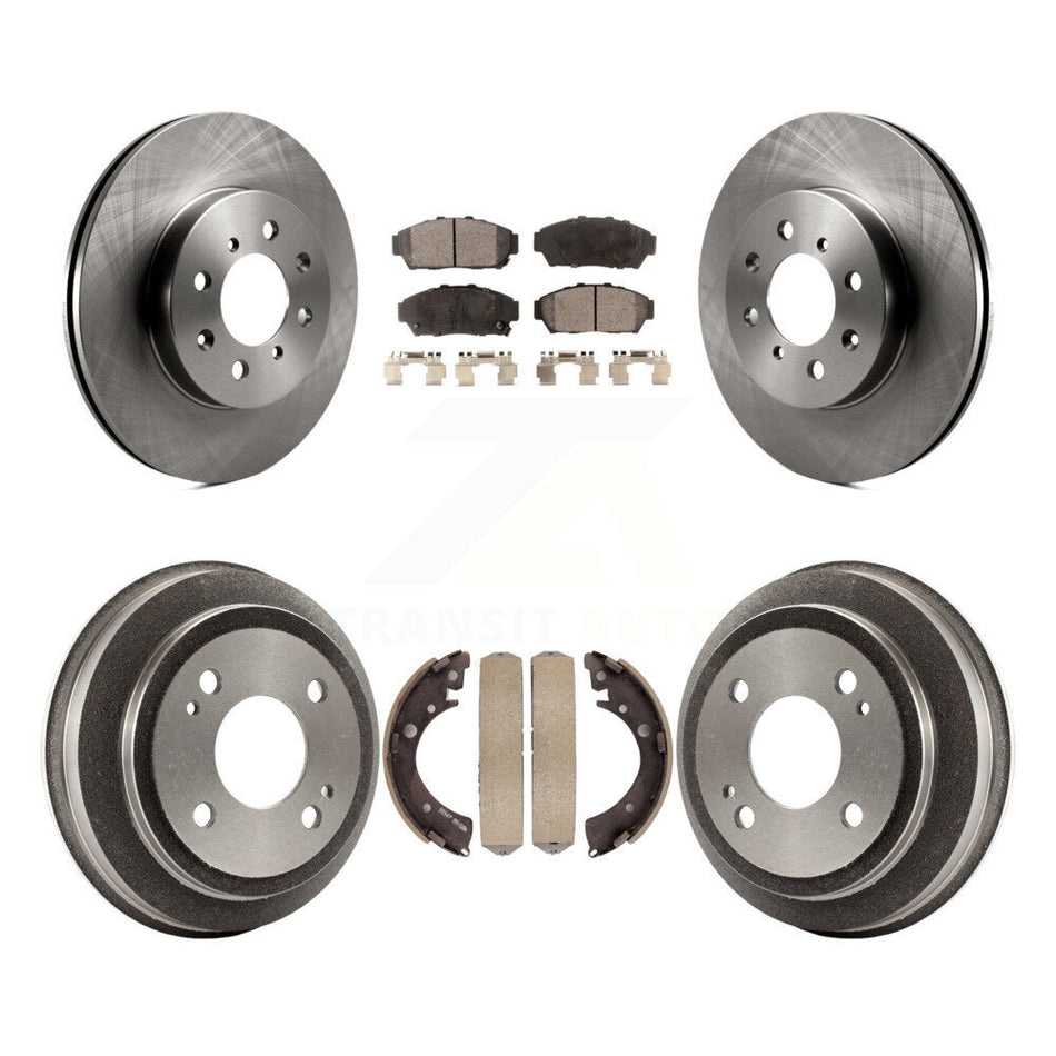 Front Rear Disc Brake Rotors Ceramic Pads And Drum Kit For 1994-1995 Honda Civic EX with Coupe Manual transmission K8T-103671