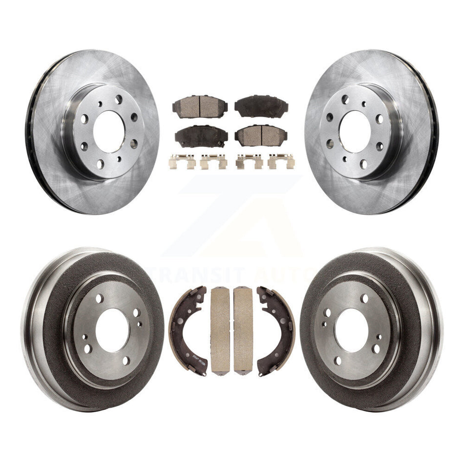 Front Rear Disc Brake Rotors Ceramic Pads And Drum Kit For 1994-1995 Honda Civic EX with Sedan Automatic transmission Non-ABS K8T-103672