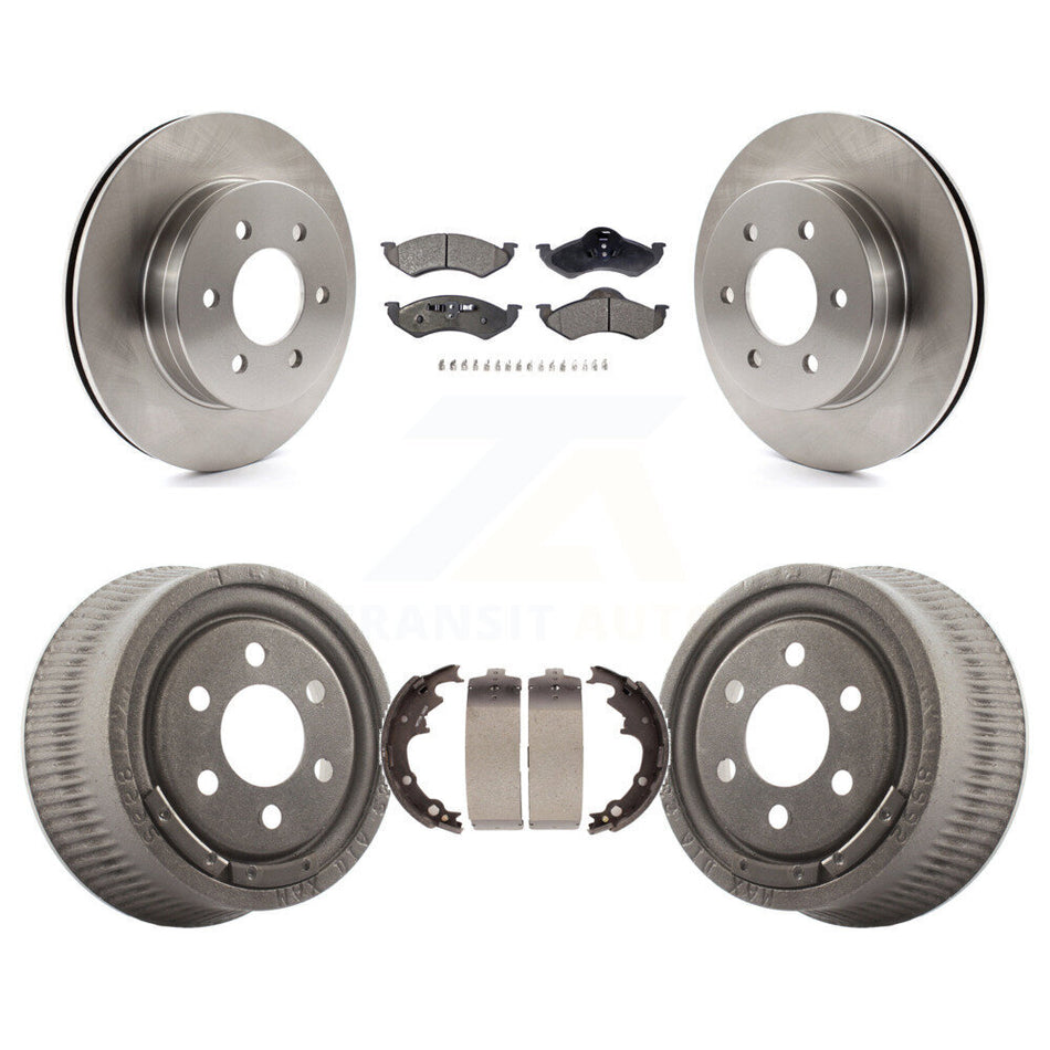 Front Rear Disc Brake Rotors Ceramic Pads And Drum Kit For 2000-2002 Dodge Dakota With 9" Diameter K8T-103694