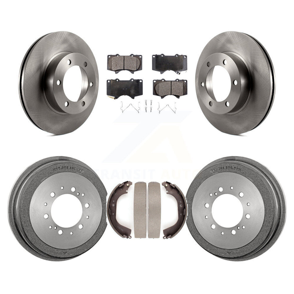 Front Rear Disc Brake Rotors Ceramic Pads And Drum Kit For 2000-2002 Toyota Tundra 5.3" Plate Length K8T-103721