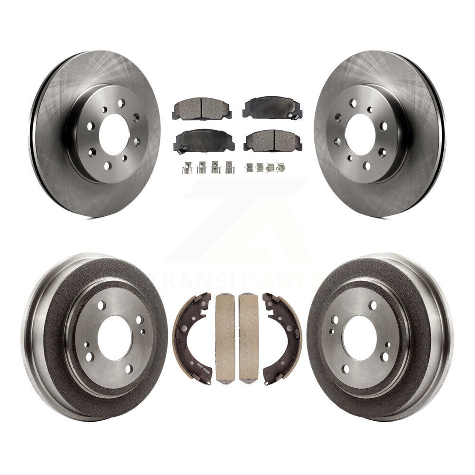 Front Rear Disc Brake Rotors Ceramic Pads And Drum Kit For 1997 Honda Civic LX with 4-Wheel ABS K8T-103739