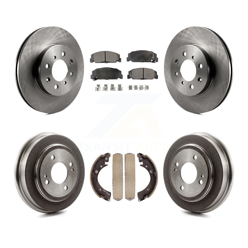 Front Rear Disc Brake Rotors Ceramic Pads And Drum Kit For 1997 Honda Civic LX with 4-Wheel ABS K8T-103739