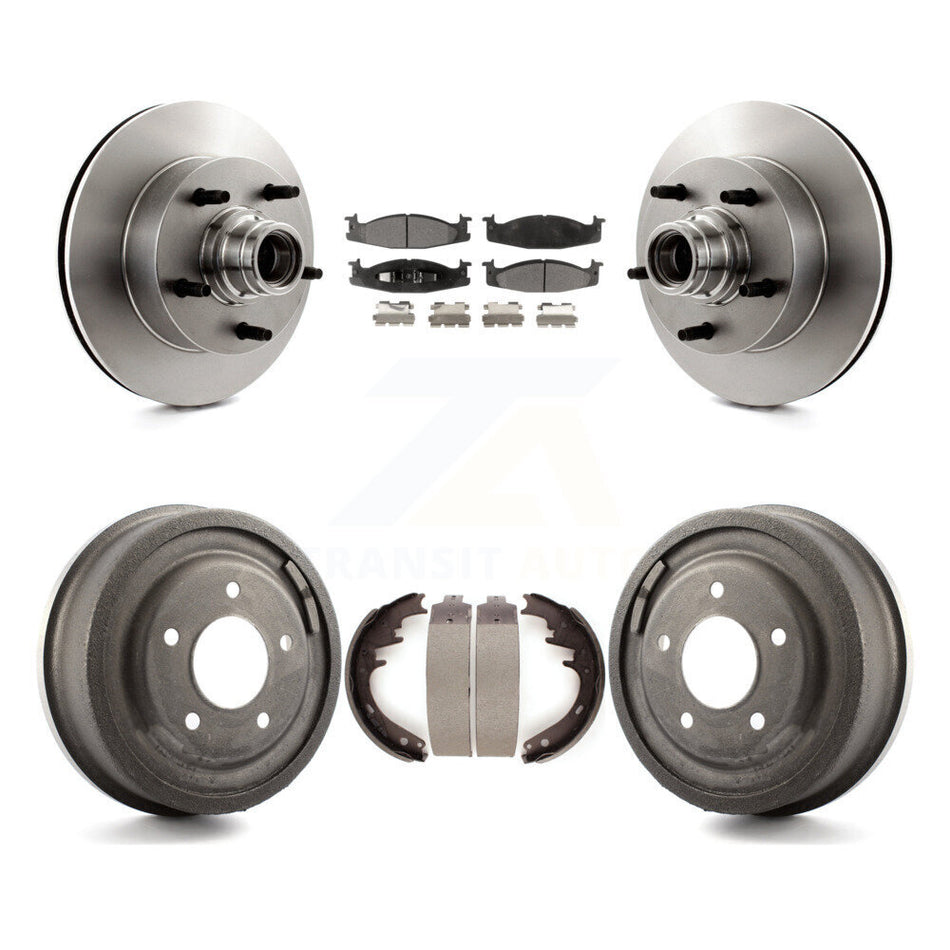 Front Rear Disc Brake Rotors Hub Assembly Ceramic Pads And Drum Kit For Ford E-150 Econoline Club Wagon K8T-103773