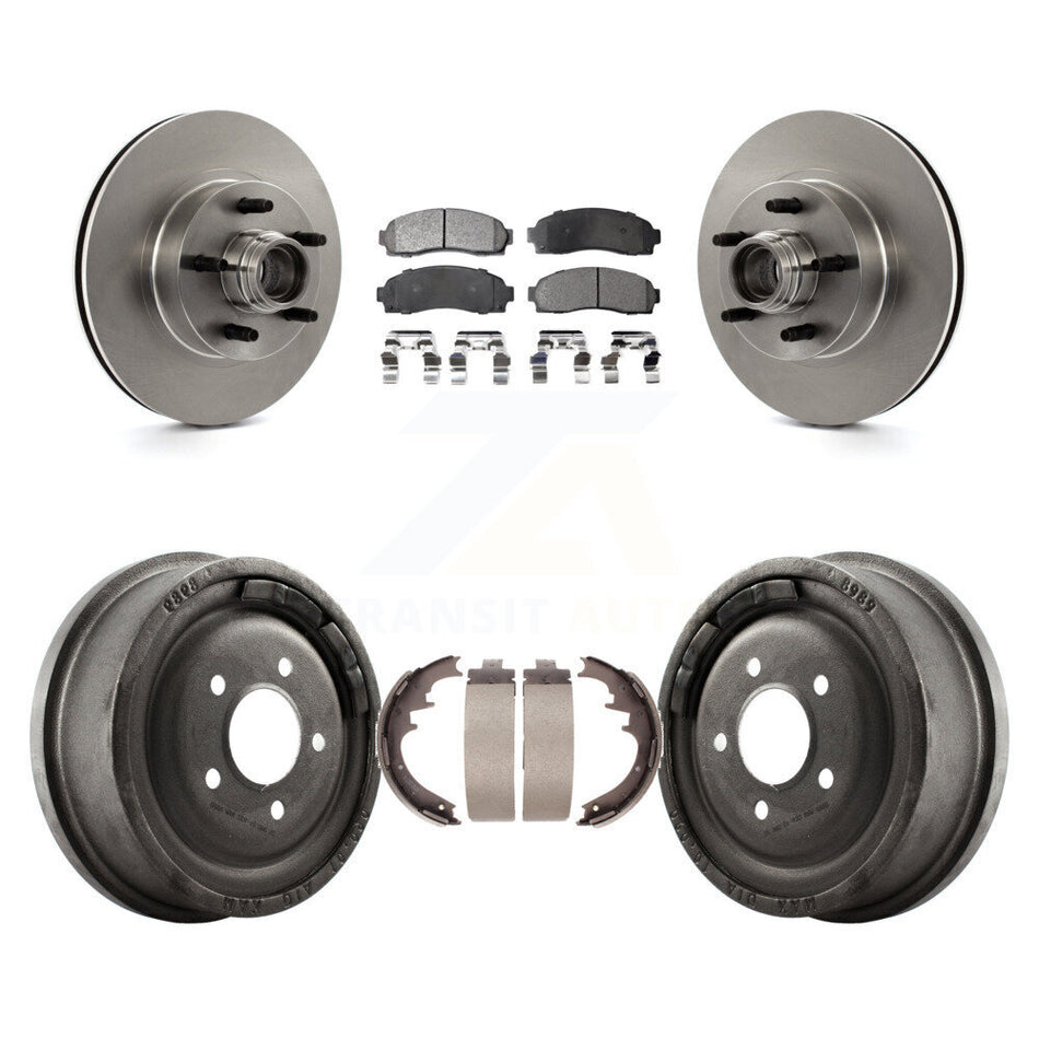 Front Rear Disc Brake Rotors Hub Assembly Ceramic Pads And Drum Kit For 2006-2009 Ford Ranger RWD With 10" Diameter K8T-103783