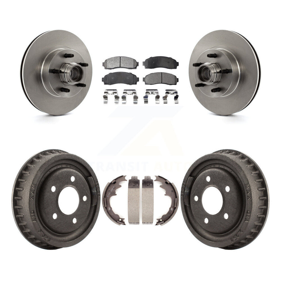 Front Rear Disc Brake Rotors Hub Assembly Ceramic Pads And Drum Kit For 2006-2009 Ford Ranger RWD With 9" Diameter K8T-103784