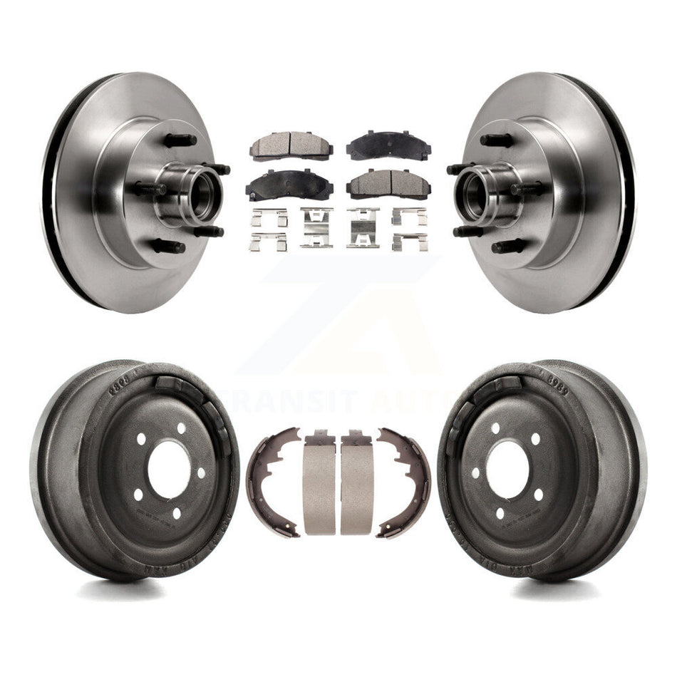 Front Rear Disc Brake Rotors Hub Assembly Ceramic Pads And Drum Kit For Ford Ranger Mazda B2500 B3000 B4000 With 10" Diameter K8T-103785