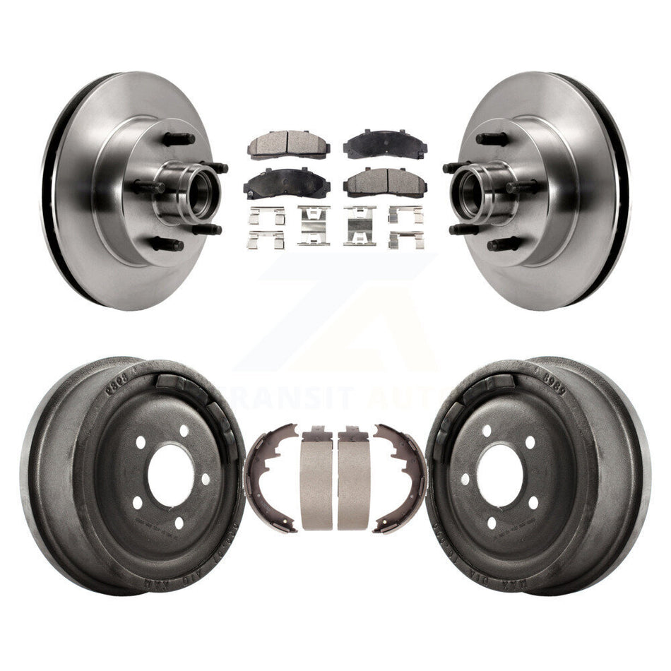 Front Rear Disc Brake Rotors Hub Assembly Ceramic Pads And Drum Kit For Ford Ranger Mazda B2500 B3000 B4000 With 10" Diameter K8T-103785