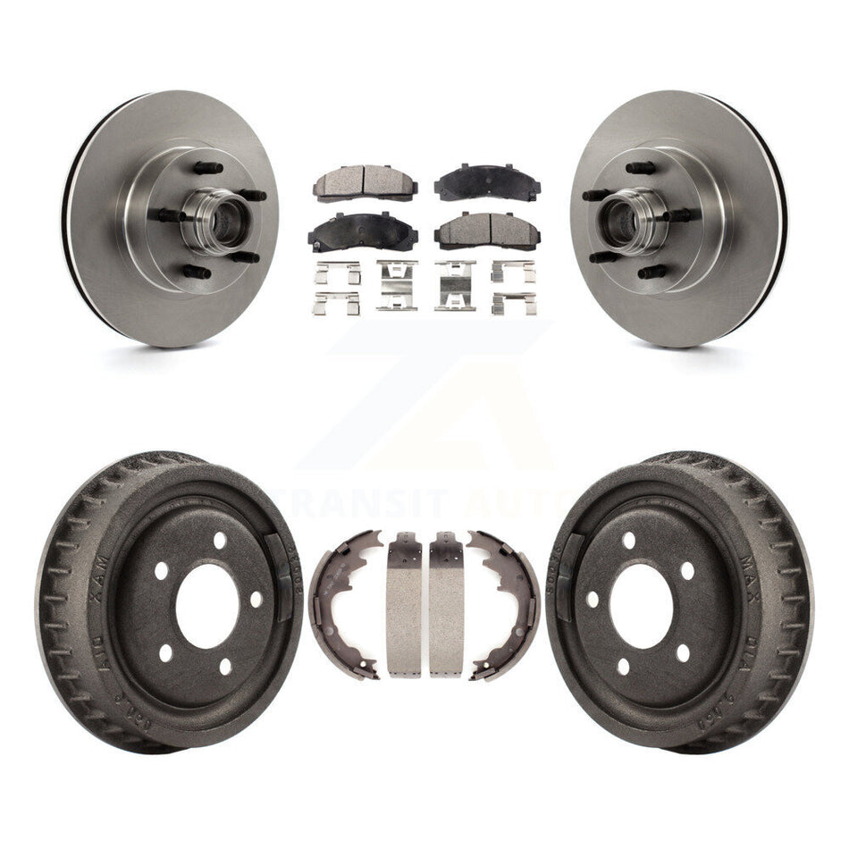 Front Rear Disc Brake Rotors Hub Assembly Ceramic Pads And Drum Kit For Ford Ranger With 9" Diameter K8T-103790