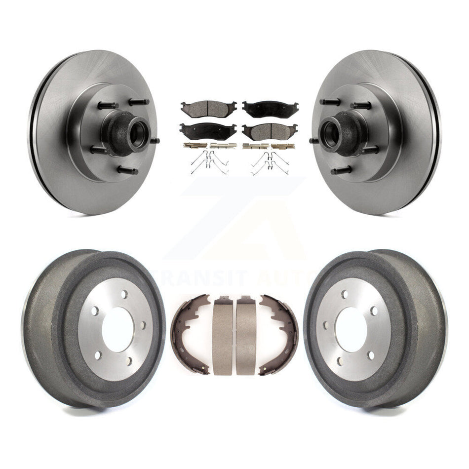 Front Rear Disc Brake Rotors Hub Assembly Ceramic Pads And Drum Kit For Ford E-150 Club Wagon K8T-103794