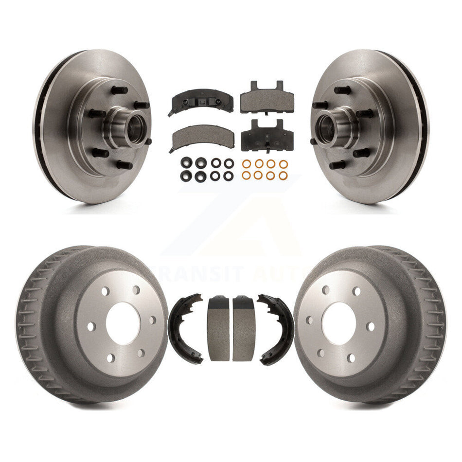 Front Rear Disc Brake Rotors Hub Assembly Ceramic Pads And Drum Kit For C2500 Chevrolet GMC With 7200 Lb GVW 11-5/32" Diameter K8T-103795