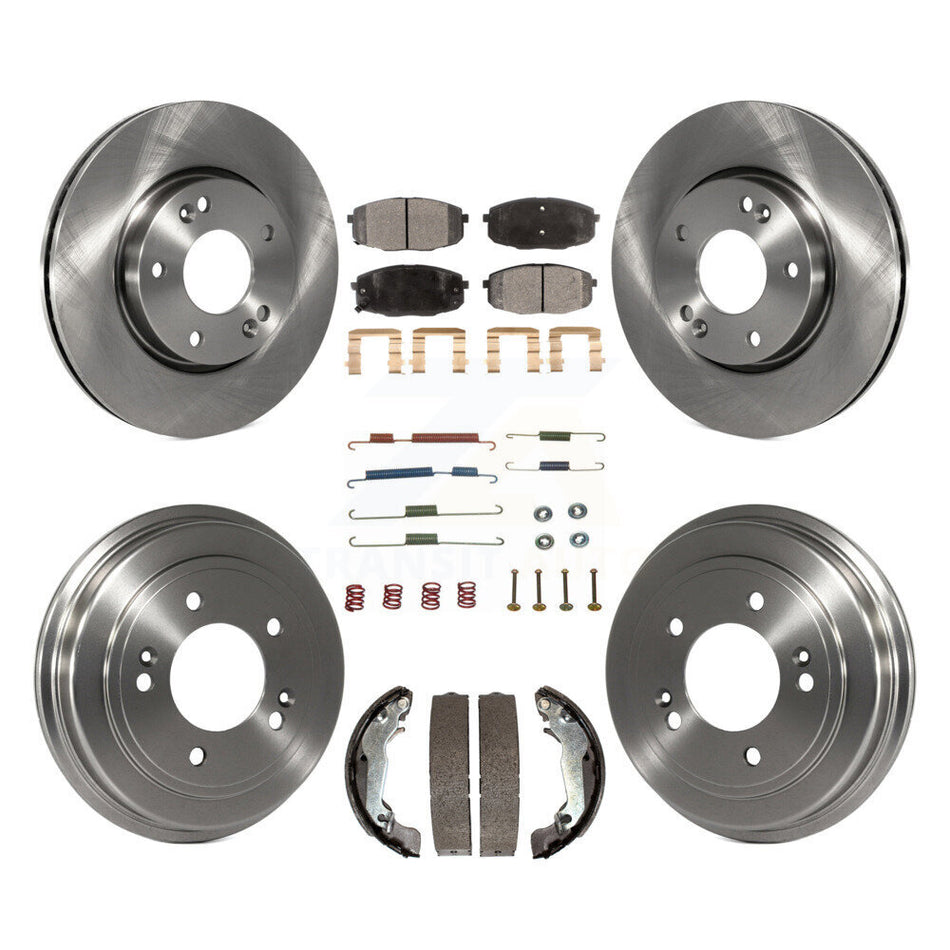 Front Rear Disc Brake Rotors Ceramic Pads And Drum Kit (7Pc) For 2009 Hyundai Elantra Touring K8T-103805