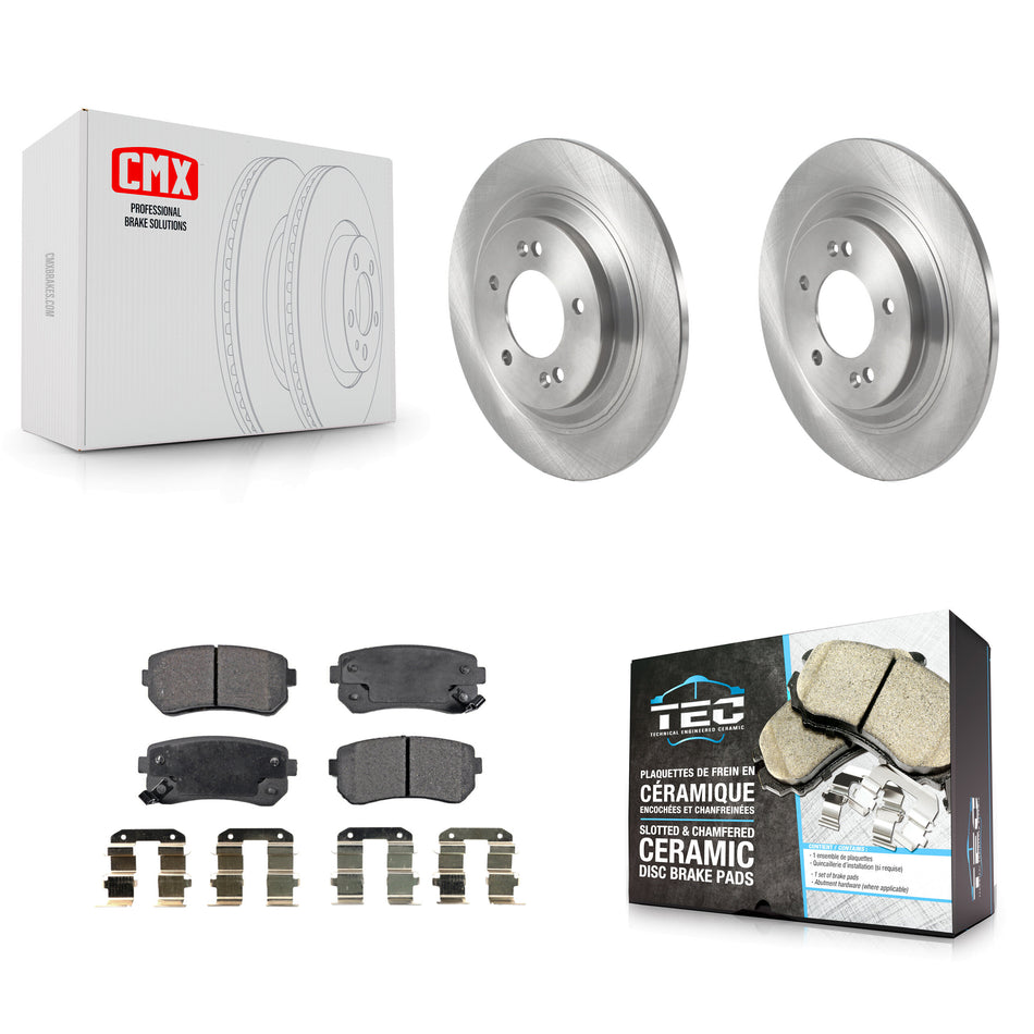 Rear Disc Brake Rotors And Ceramic Pads Kit For 2017 Kia Cadenza Limited Technology With Manual Parking K8T-103901