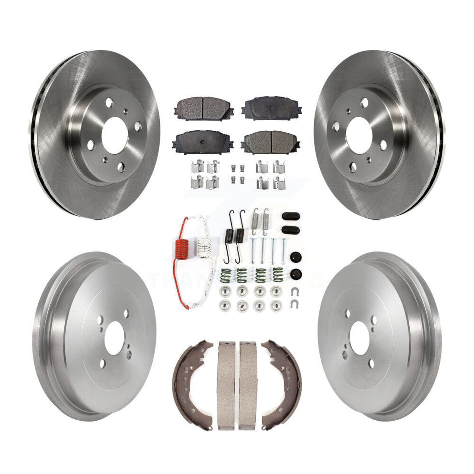 Front Rear Disc Brake Rotors Ceramic Pads And Drum Kit (7Pc) For Toyota Prius C Scion iQ K8T-103928