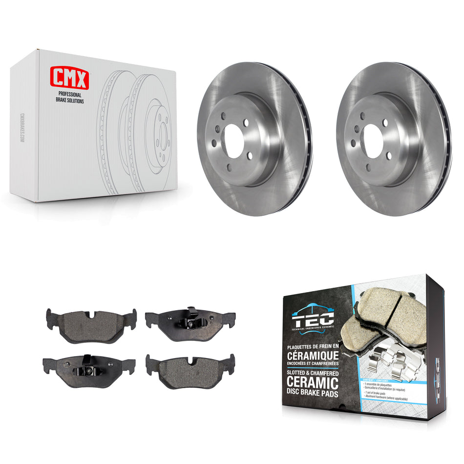 Rear Disc Brake Rotors And Ceramic Pads Kit For 2013 BMW 328i xDrive 3.0L With 345mm Diameter Rotor M Sport Performance Brakes Dual Piston Caliper K8T-103976