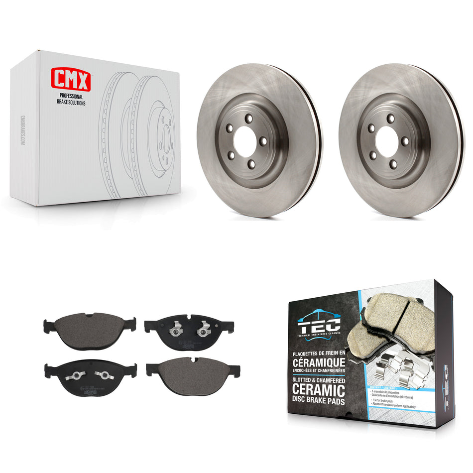 Front Disc Brake Rotors And Ceramic Pads Kit For Jaguar XF XJ K8T-104036
