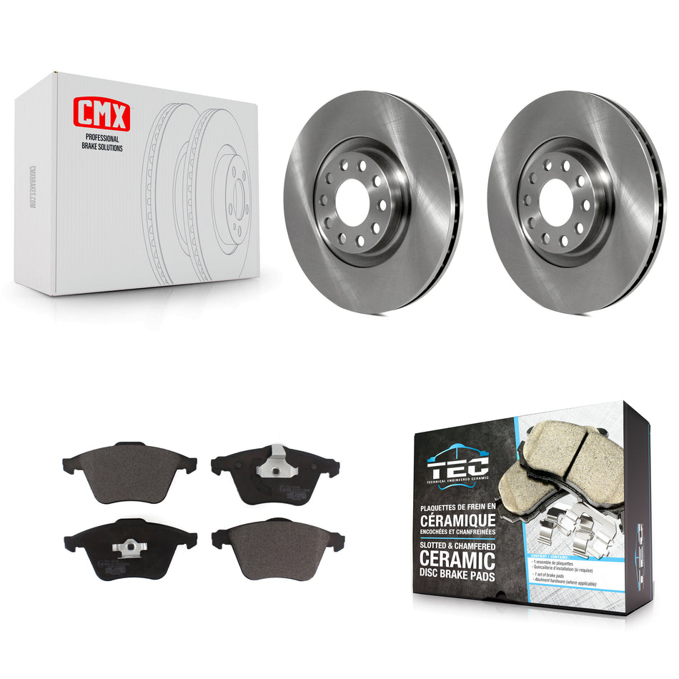 Front Disc Brake Rotors And Ceramic Pads Kit For 2002-2004 Audi A6 Quattro With 321mm Diameter Rotor Single Piston Caliper K8T-104081