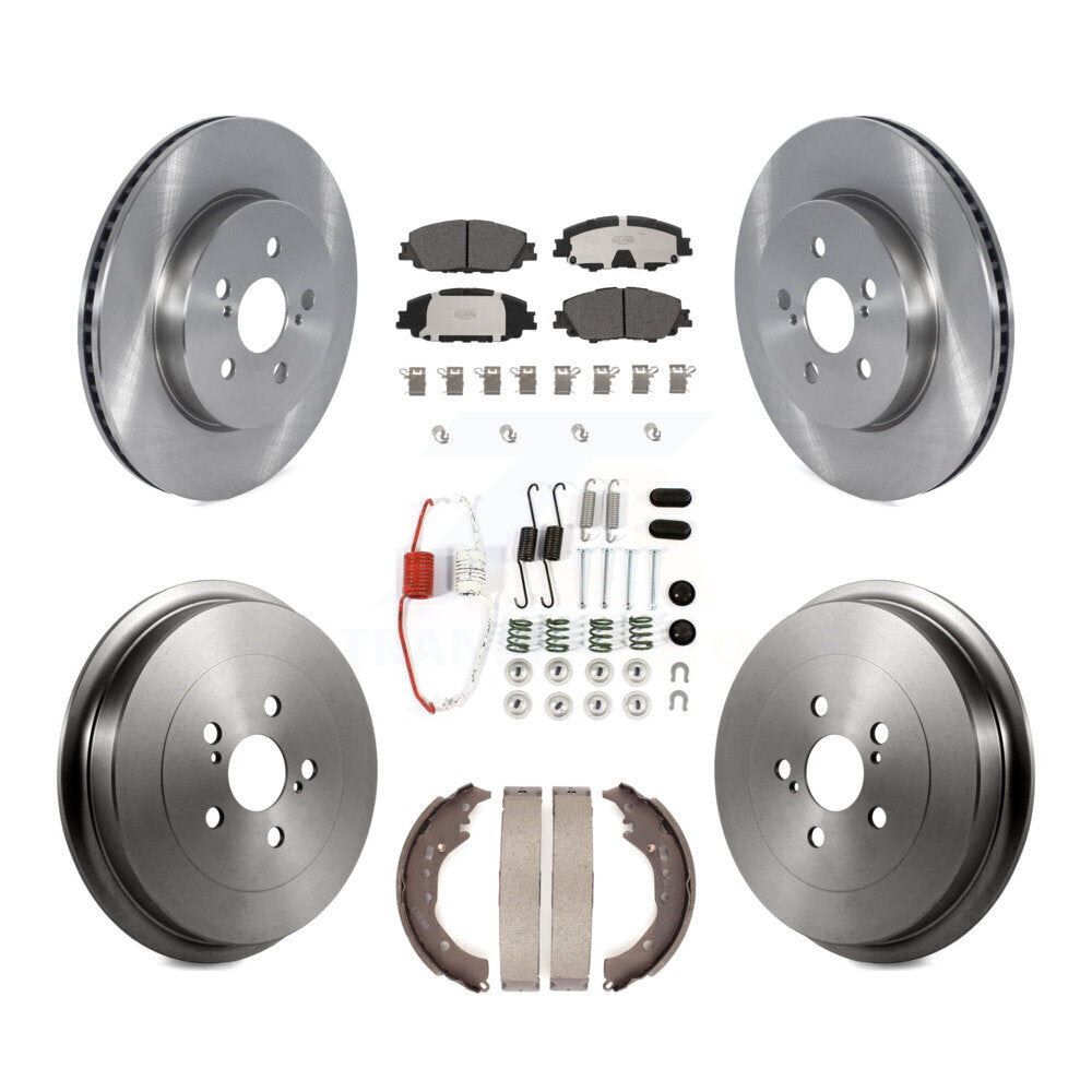 Front Rear Disc Brake Rotors Ceramic Pads And Drum Kit (7Pc) For 2019 Toyota Corolla 2.0L K8T-104129