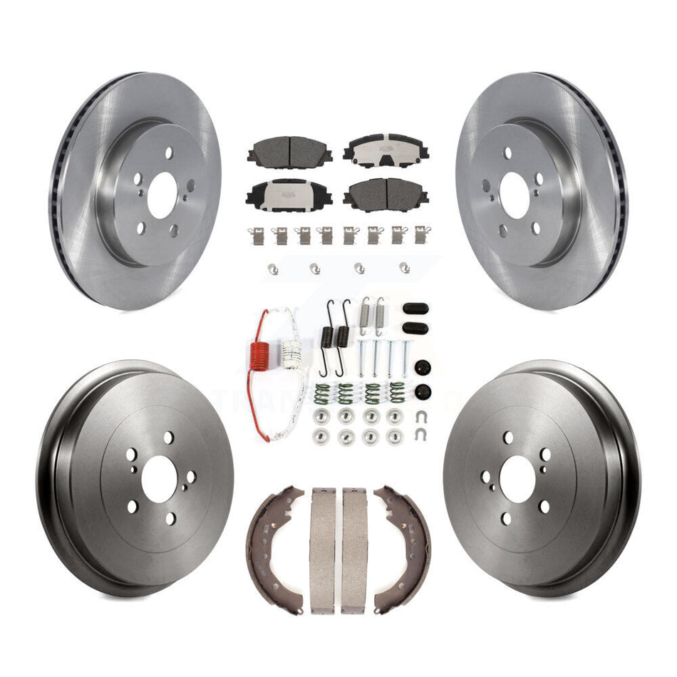 Front Rear Disc Brake Rotors Ceramic Pads And Drum Kit (7Pc) For 2019 Toyota Corolla 2.0L K8T-104129