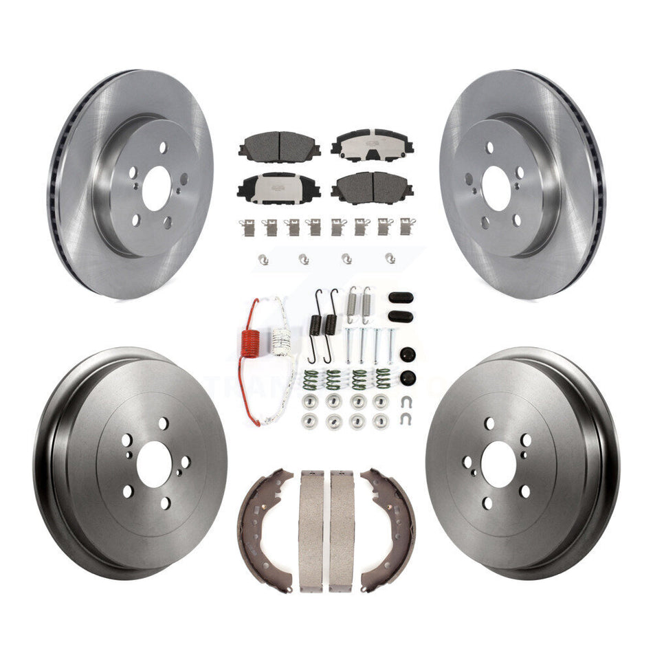 Front Rear Disc Brake Rotors Ceramic Pads And Drum Kit (7Pc) For 2019 Toyota Corolla 2.0L K8T-104129