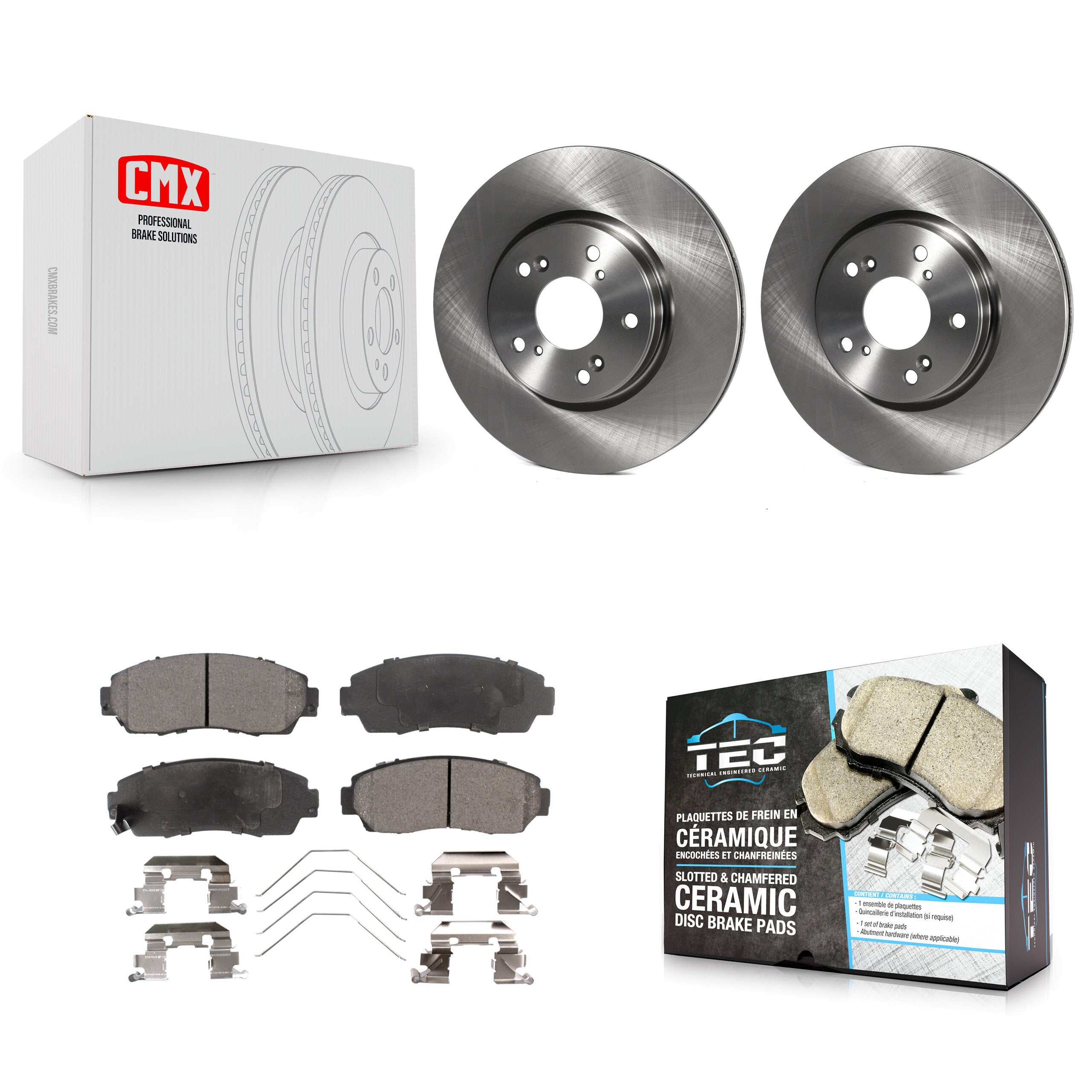Front Disc Brake Rotors And Ceramic Pads Kit For Honda CR-V K8T-104144