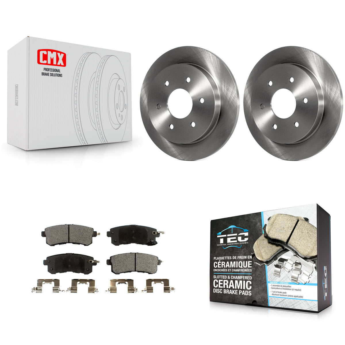 Rear Disc Brake Rotors And Ceramic Pads Kit For 2017-2019 Nissan Armada With Solid Rotor K8T-104188