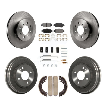 Front Rear Disc Brake Rotors Ceramic Pad Drum Kit (7Pc) For Honda Civic With 4 Lug Wheels K8T-104198