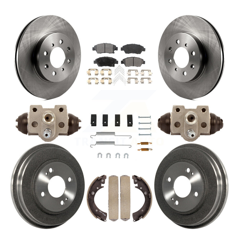 Front Rear Disc Brake Rotors Ceramic Pad Drum Kit (9Pc) For Honda Civic With 4 Lug Wheels K8T-104211