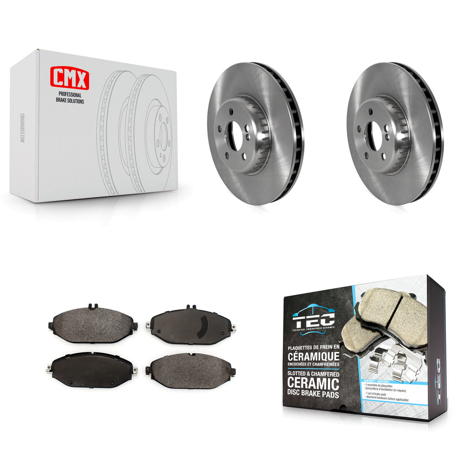 Front Brake Rotors Ceramic Pad Kit For 2015-2021 Mercedes-Benz C300 Without Sport Package K8T-104218