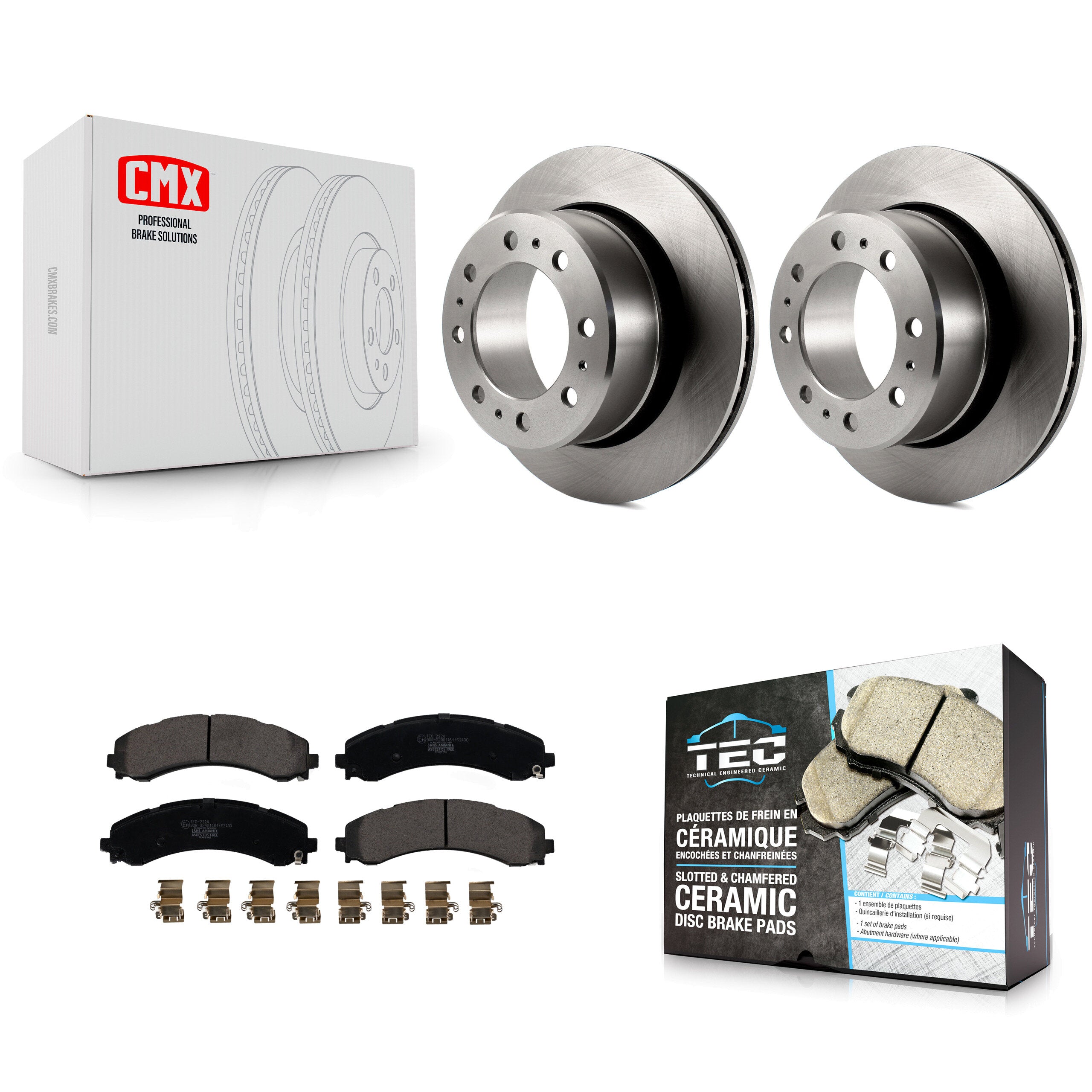 Rear Disc Brake Rotors And Ceramic Pads Kit For 2020-2021 Ram 3500 With Dual Wheels K8T-104272