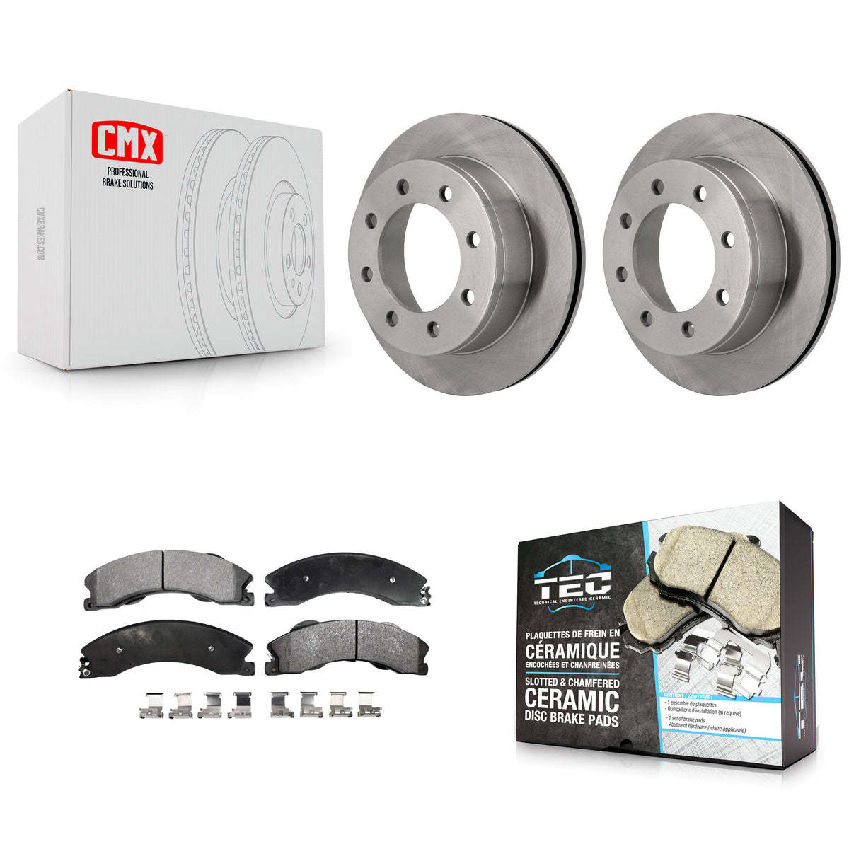 Rear Brake Rotors & Ceramic Pad Kit For 10-11 Chevrolet Express 4500 3.20" Overall Height K8T-104273