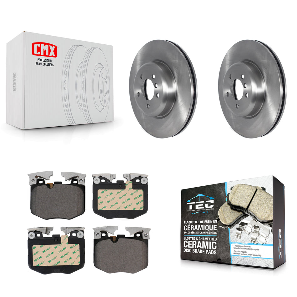 Front Disc Brake Rotors And Ceramic Pads Kit For 2019 BMW 330i With Blue Painted Calipers K8T-104336