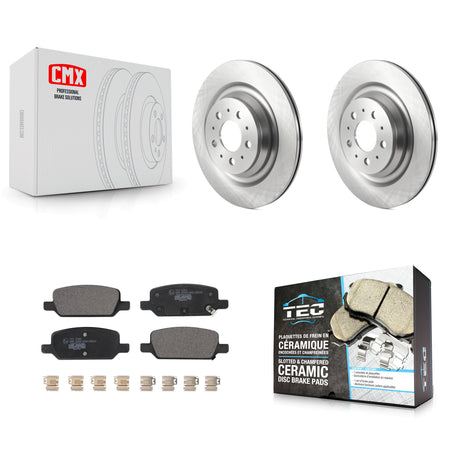 Rear Disc Brake Rotors & Ceramic Pad Kit For 2017-2022 Tesla 3 With Gray Painted Calipers K8T-104353