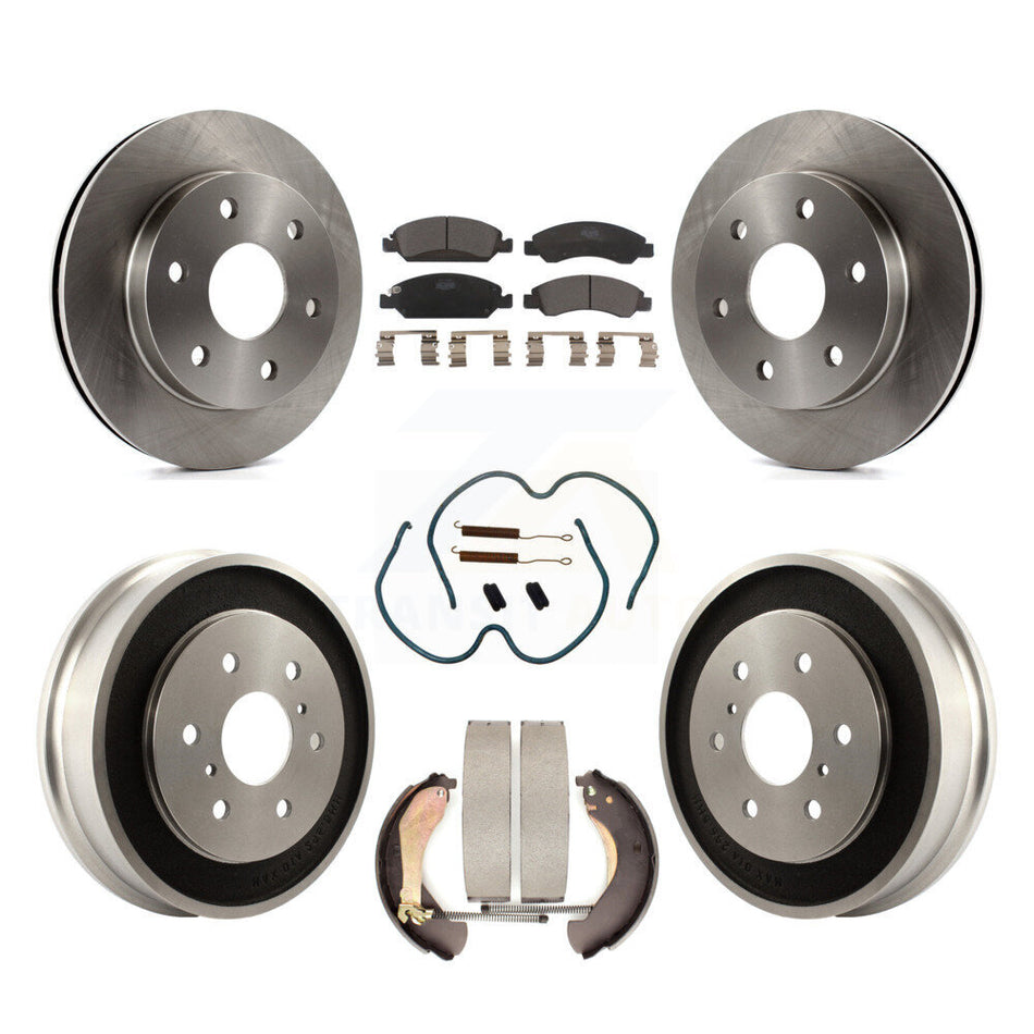 Front Rear Brake Rotor Ceramic Pad Drum Kit (7Pc) For 07 GMC Sierra 1500 Disc rear brakes K8T-104357