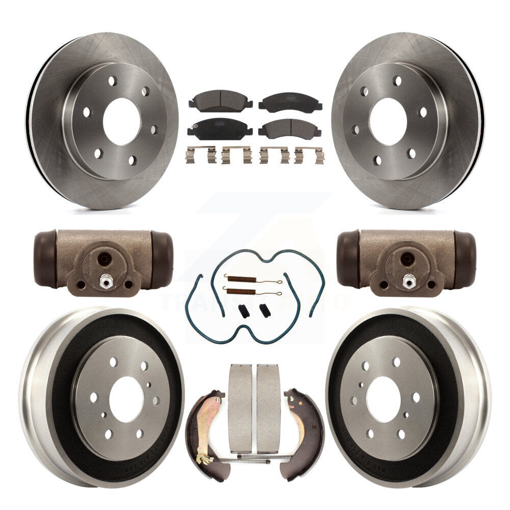 Front Rear Brake Rotor Ceramic Pad Drum Kit (9Pc) For 07 GMC Sierra 1500 With 7000 Lb GVW K8T-104359
