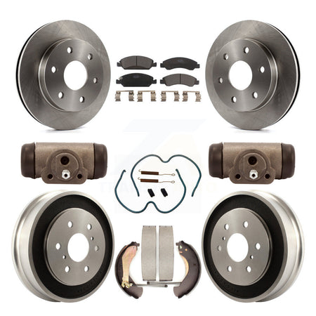 Front Rear Brake Rotor Ceramic Pad Drum Kit (9Pc) For 07 GMC Sierra 1500 With 7000 Lb GVW K8T-104359