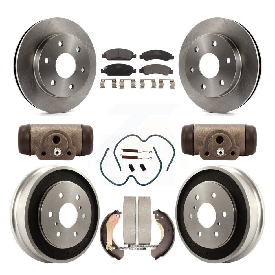 Front Rear Brake Rotor Ceramic Pad Drum Kit (9Pc) For 07 GMC Sierra 1500 With 7000 Lb GVW K8T-104359