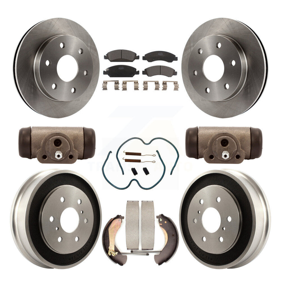 Front Rear Brake Rotor Ceramic Pad Drum Kit (9Pc) For 07 GMC Sierra 1500 With 7000 Lb GVW K8T-104359