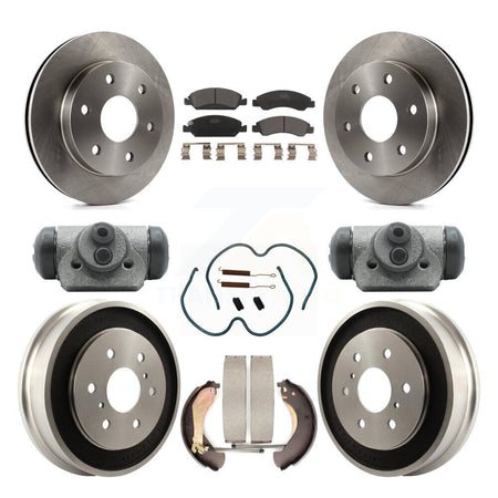 Front Rear Brake Rotor Ceramic Pad Drum Kit (9Pc) For 07 GMC Sierra 1500 With 6400 Lb GVW K8T-104360