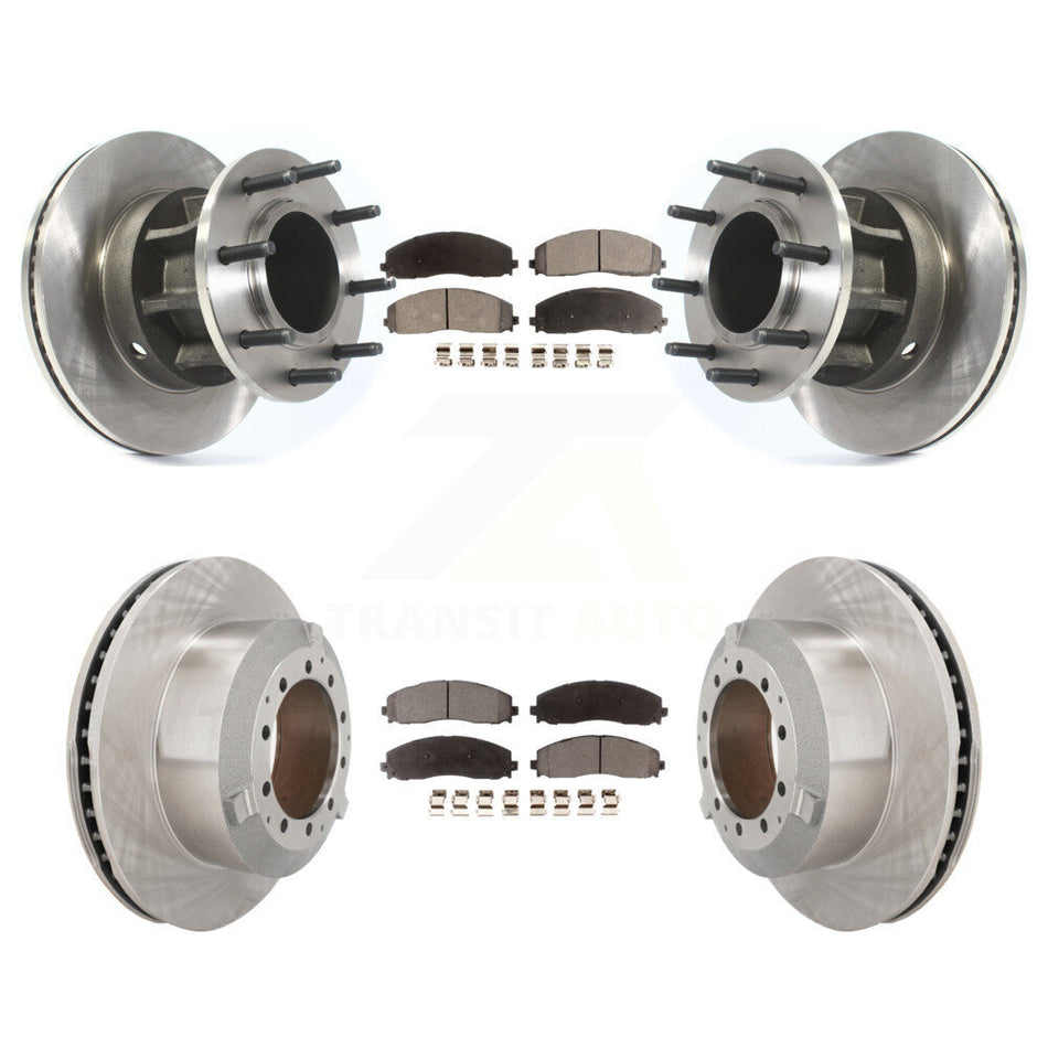 Front Rear Brake Rotor & Ceramic Pad Kit For Ford F-350 Super Duty Cab Chassis with RWD K8T-104397