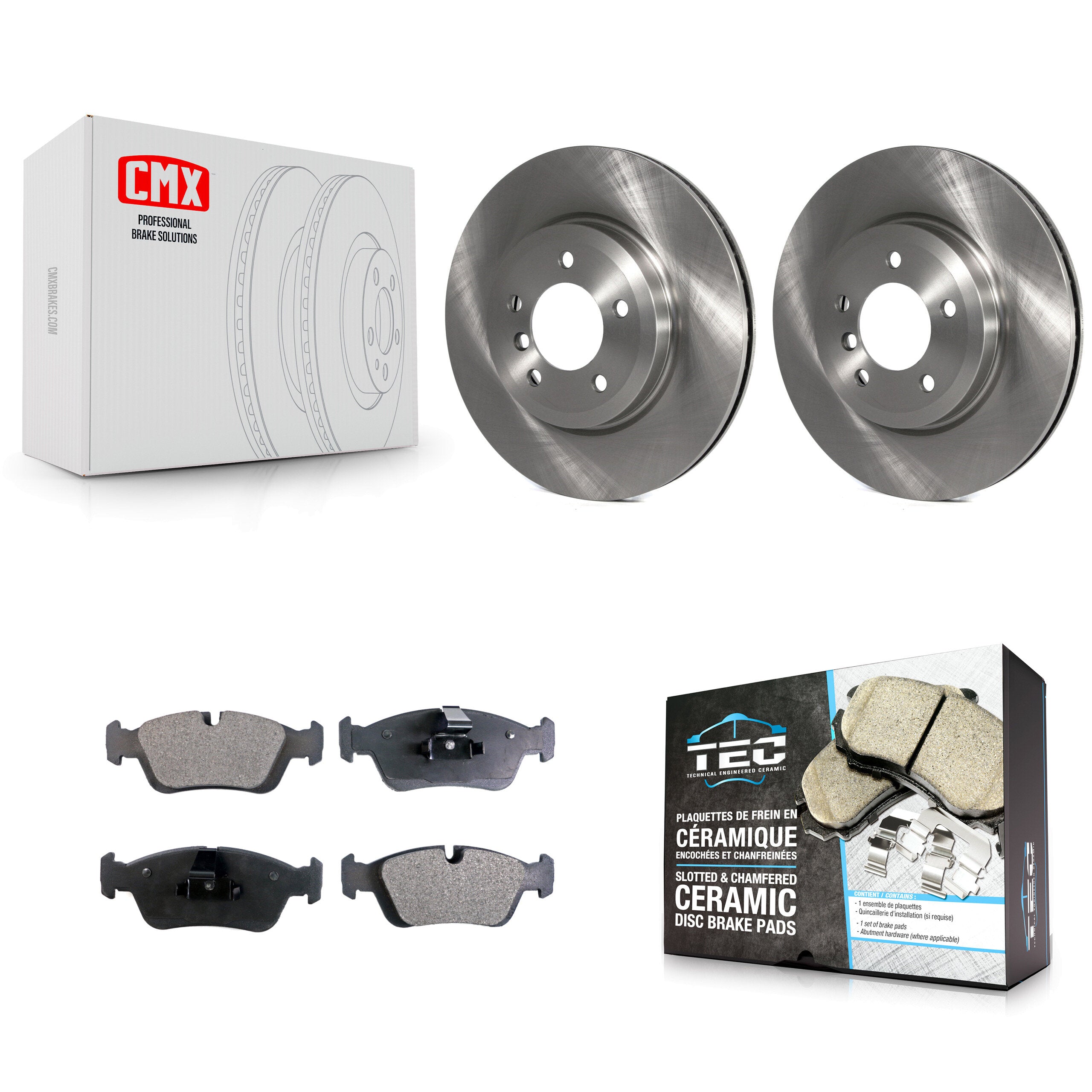 Front Brake Rotors Ceramic Pad Kit For 2001-2005 BMW 320i With 325mm Diameter Rotor K8T-104417