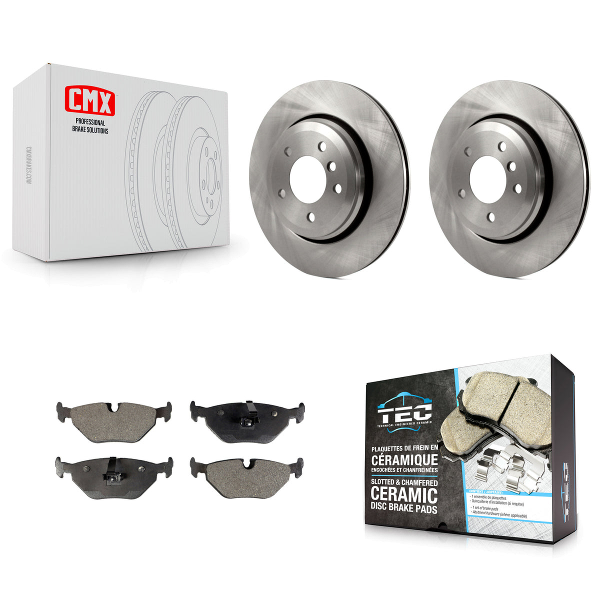 Rear Brake Rotors & Ceramic Pad Kit For 2001-2005 BMW 320i With 320mm Diameter Rotor K8T-104438