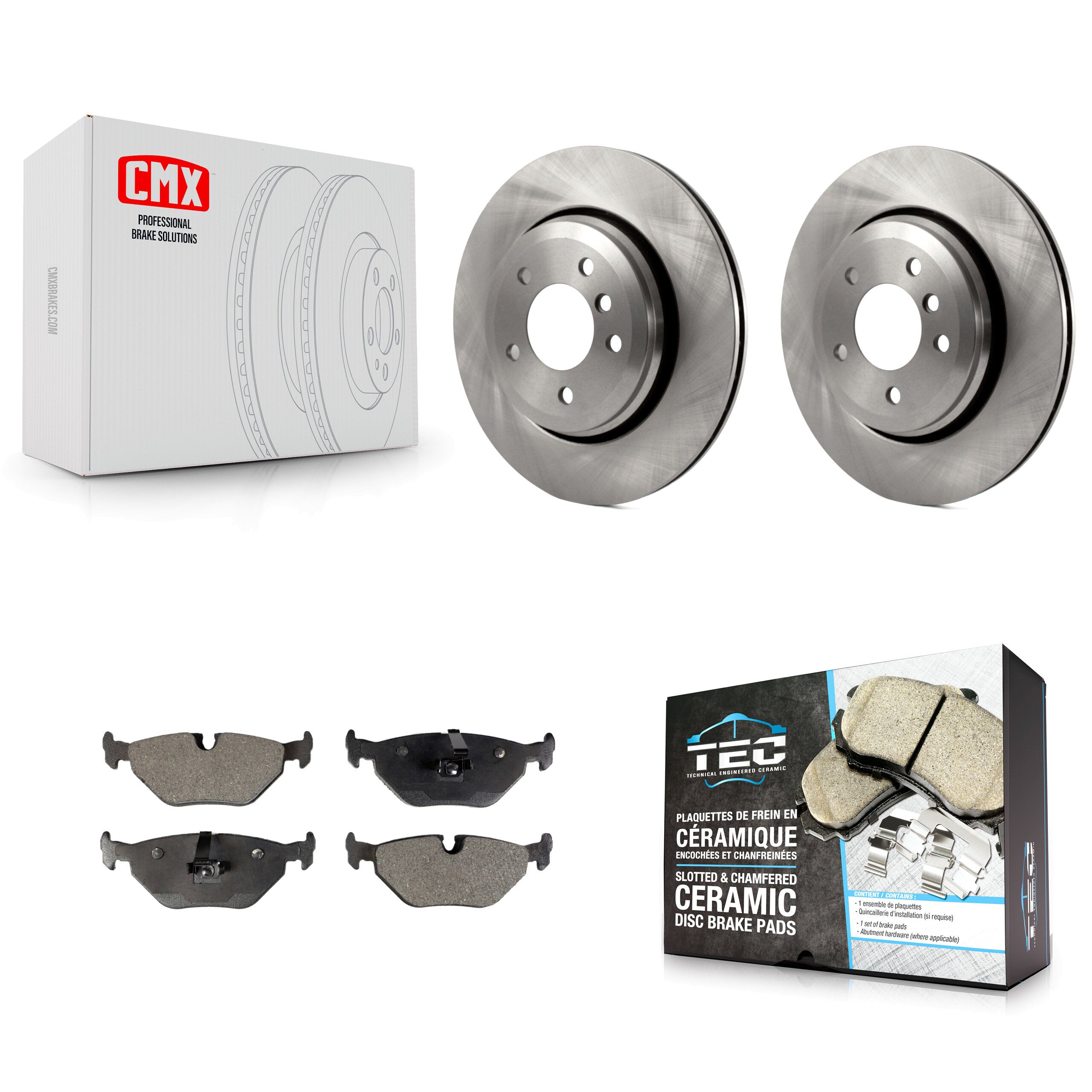 Rear Brake Rotors & Ceramic Pad Kit For 2001-2005 BMW 320i With 320mm Diameter Rotor K8T-104438