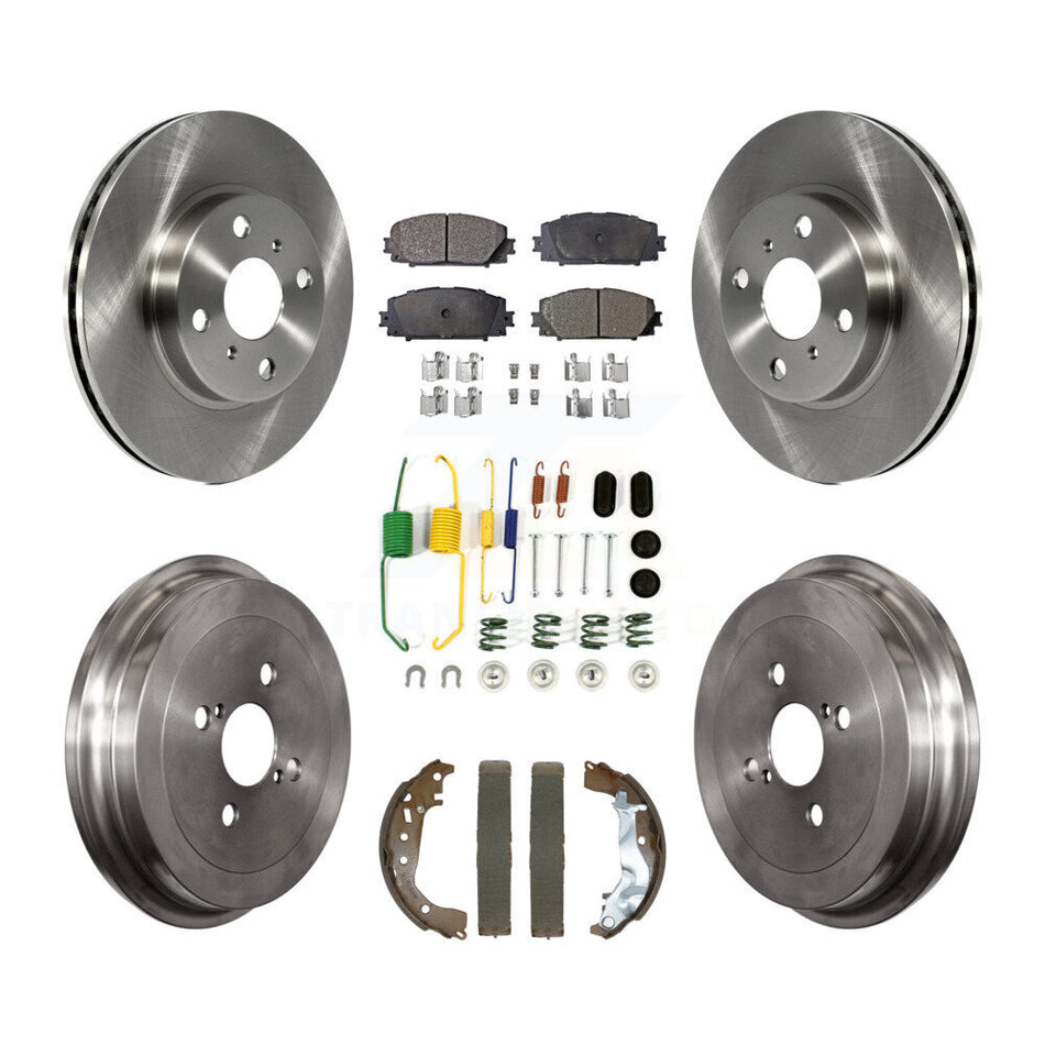 Front Rear Disc Brake Rotors Ceramic Pads And Drum Kit (7Pc) For Toyota Yaris K8T-104442