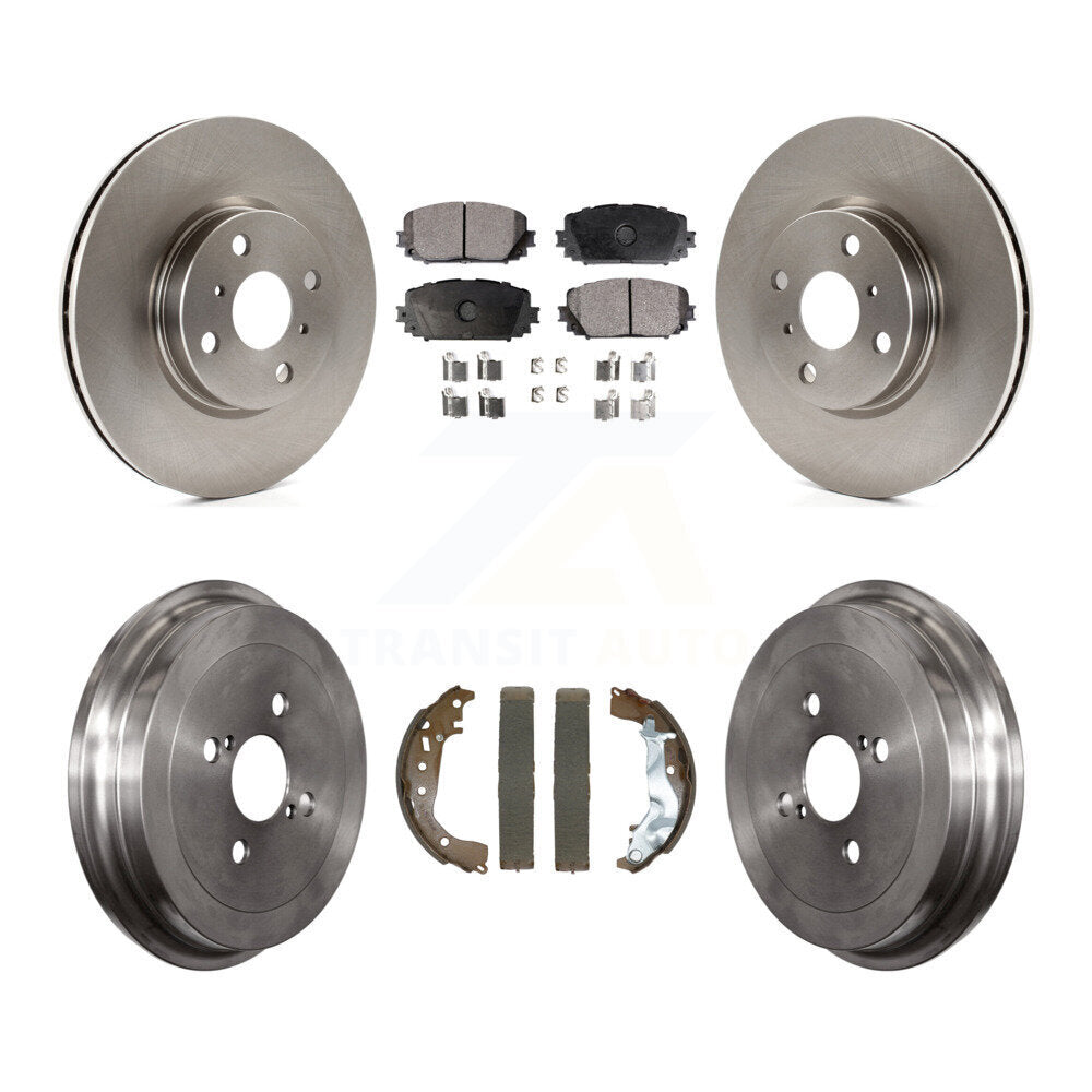 Front Rear Brake Rotor Ceramic Pad & Drum Kit For 2015-2018 Toyota Yaris Disc rear brakes K8T-104445