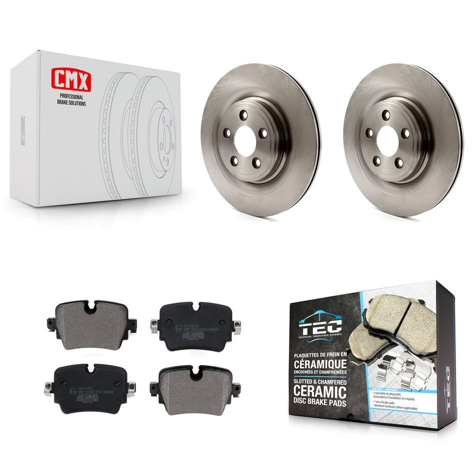 Rear Disc Brake Rotors & Ceramic Pad Kit For 2016 Jaguar XJ L Portfolio/R-Sport with 3.0L K8T-104450