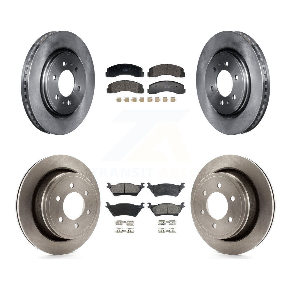 Front Rear Brake Rotor Ceramic Pad Kit For 2018-2020 Ford F-150 With Manual Parking K8T-104473