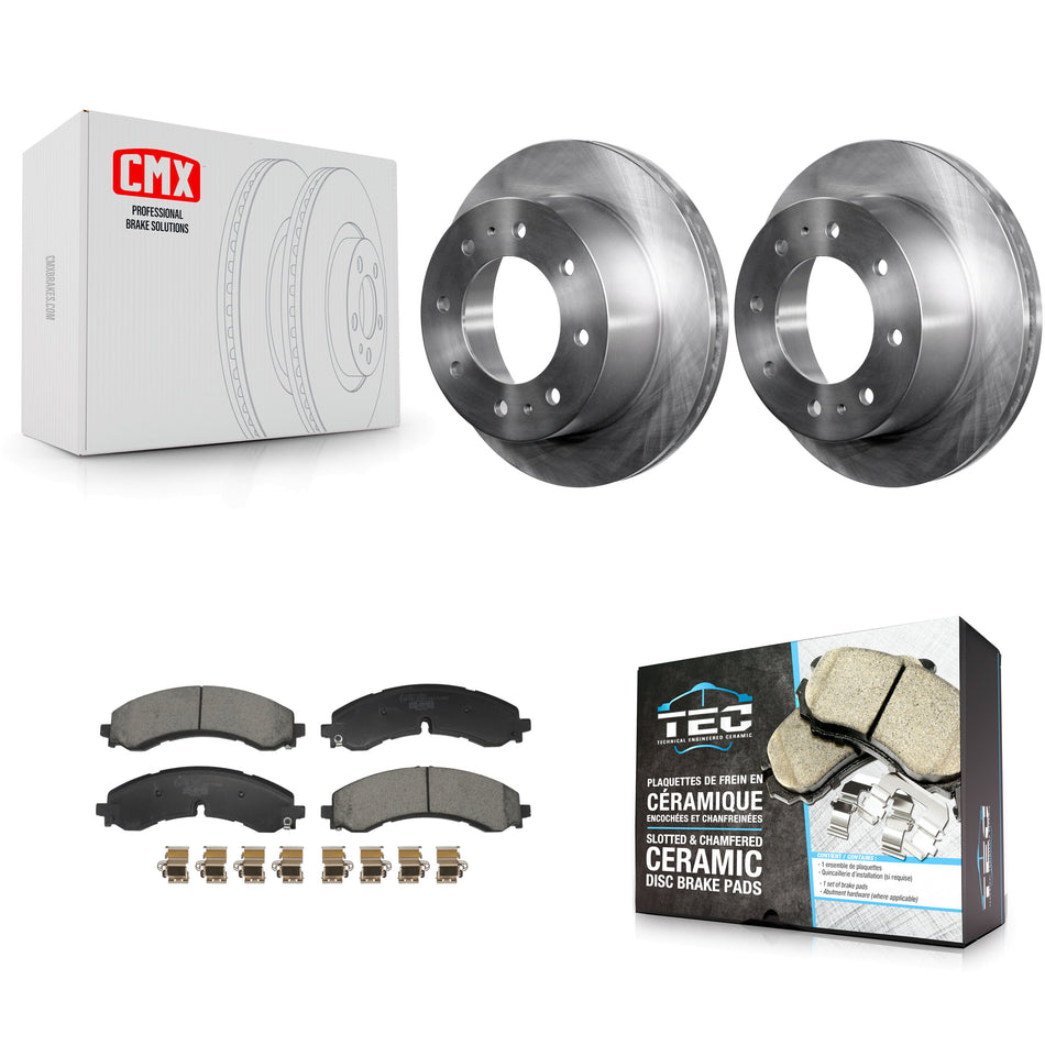 Rear Disc Brake Rotor And Ceramic Pad Kit For GMC Chevrolet Sierra 2500 HD Silverado 3500 K8T-104531