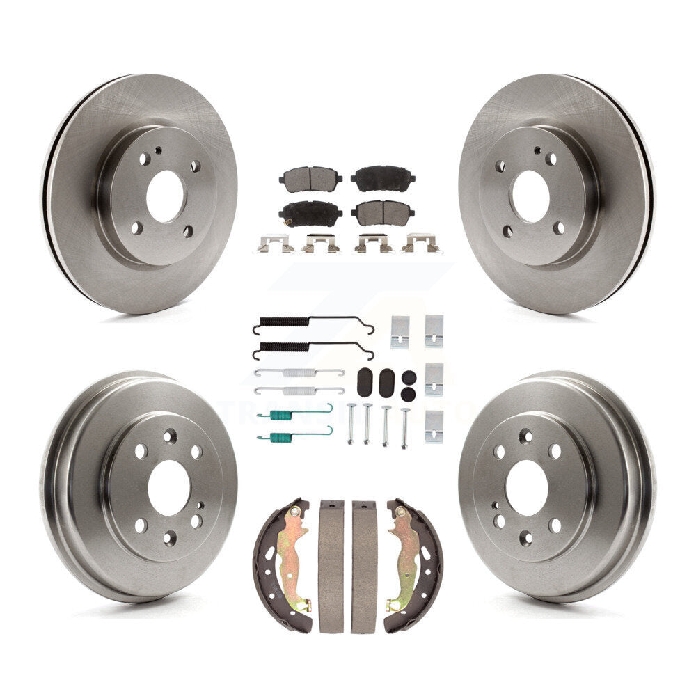 Front Rear Disc Brake Rotors Ceramic Pads And Drum Kit (7Pc) For 2011-2014 Mazda 2 K8T-104542