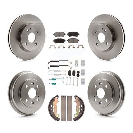 Front Rear Disc Brake Rotors Ceramic Pads And Drum Kit (7Pc) For 2011-2014 Mazda 2 K8T-104542