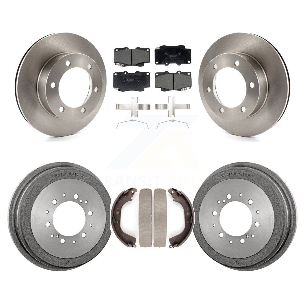 Front Rear Brake Rotor Ceramic Pad Drum Kit For 2000-2002 Toyota Tacoma With 6 Lug Wheels K8T-104558